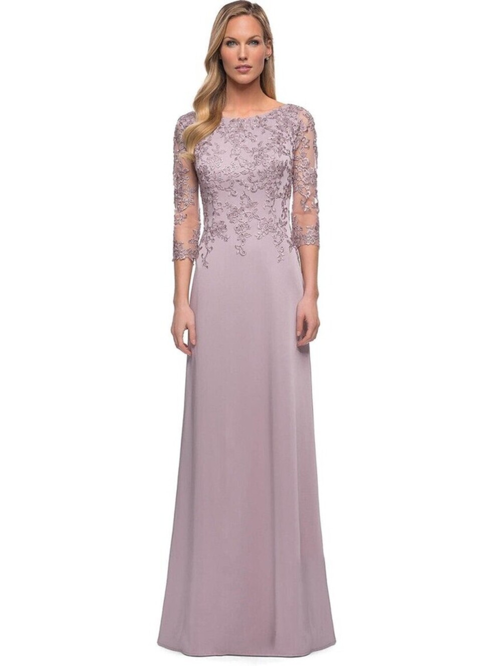 New La Femme 29251 Embroidered A-line Gown In Mauve Size 14 $498